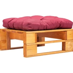vidaXL Tuinpoef met rood kussen pallet hout honingbruin
