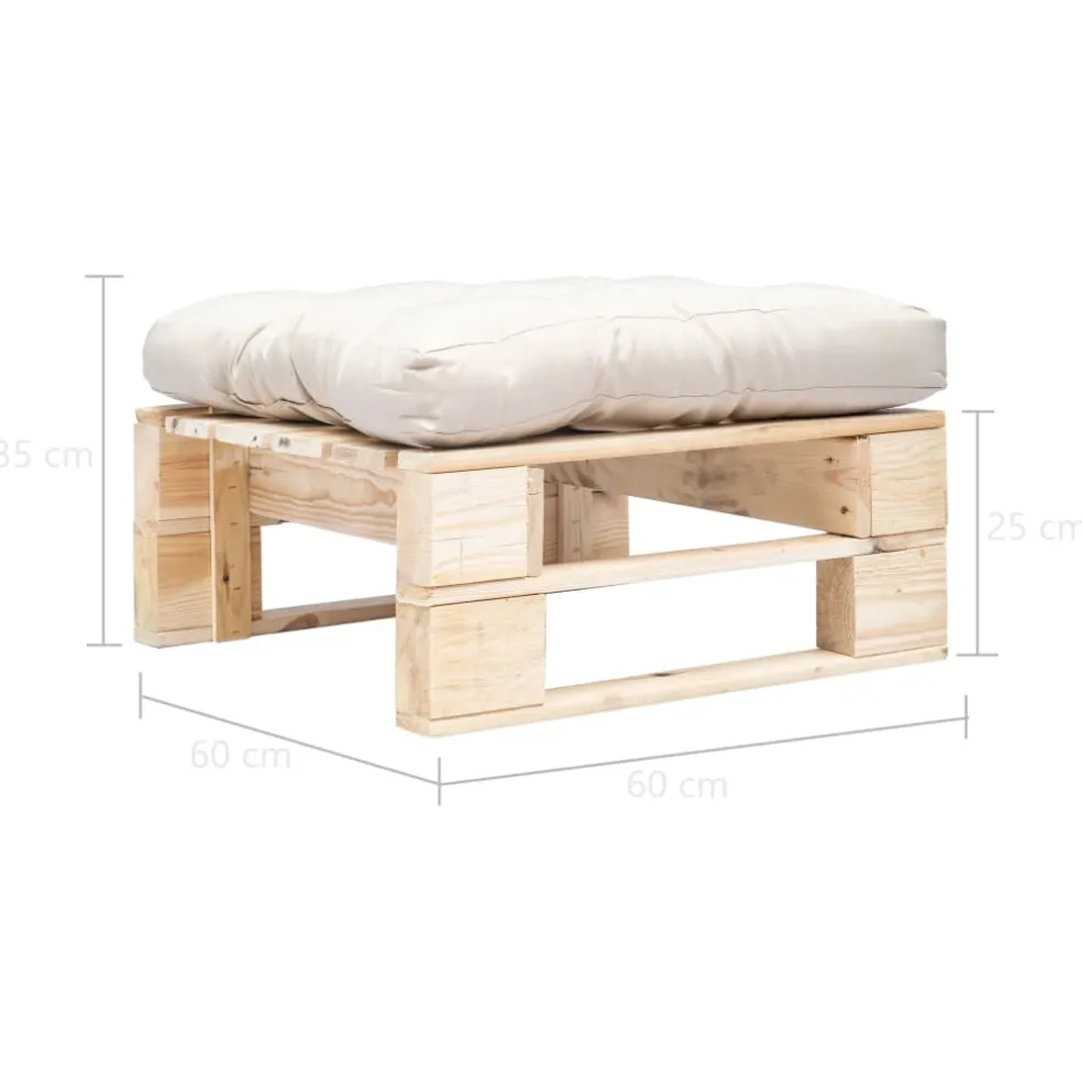 vidaXL Tuinpoef met zandkleurig kussen pallet hout naturel