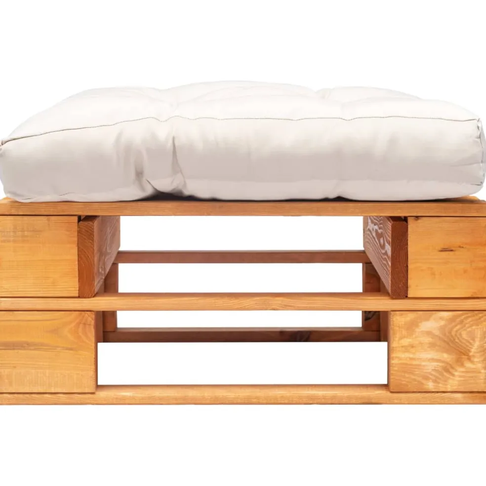 vidaXL Tuinpoef met zandkleurig kussen pallet hout honingbruin