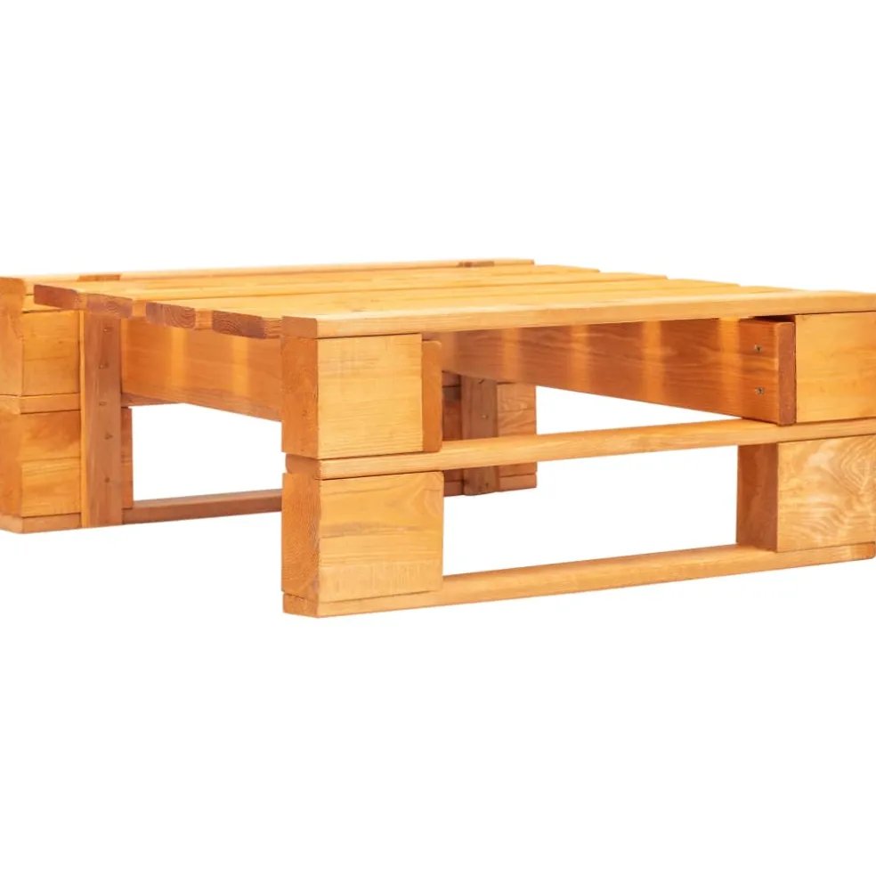 vidaXL Tuinpoef met zandkleurig kussen pallet hout honingbruin