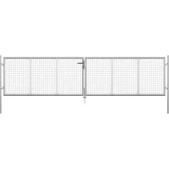 vidaXL Tuinpoort gegalvaniseerd staal 400x75 cm zilver