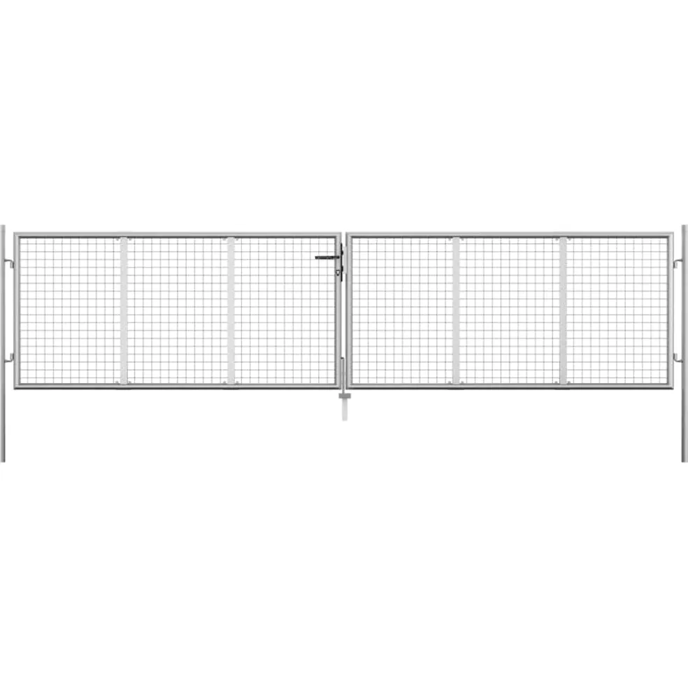 vidaXL Tuinpoort gegalvaniseerd staal 400x75 cm zilver