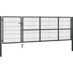 vidaXL Tuinpoort met palen staal 350x100 cm antraciet