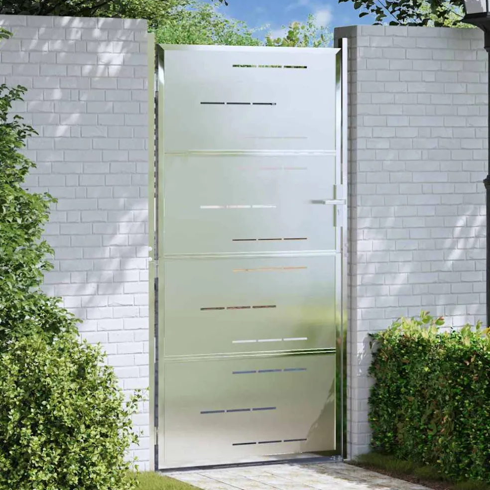 vidaXL Tuinpoort met slot Zilver 85 x 196 cm Roestvrij staal