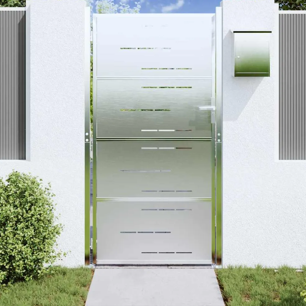 vidaXL Tuinpoort met slot Zilver 85 x 196 cm Roestvrij staal