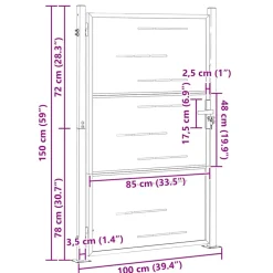 vidaXL Tuinpoort met slot Zilver 85 x 144 cm Roestvrij staal