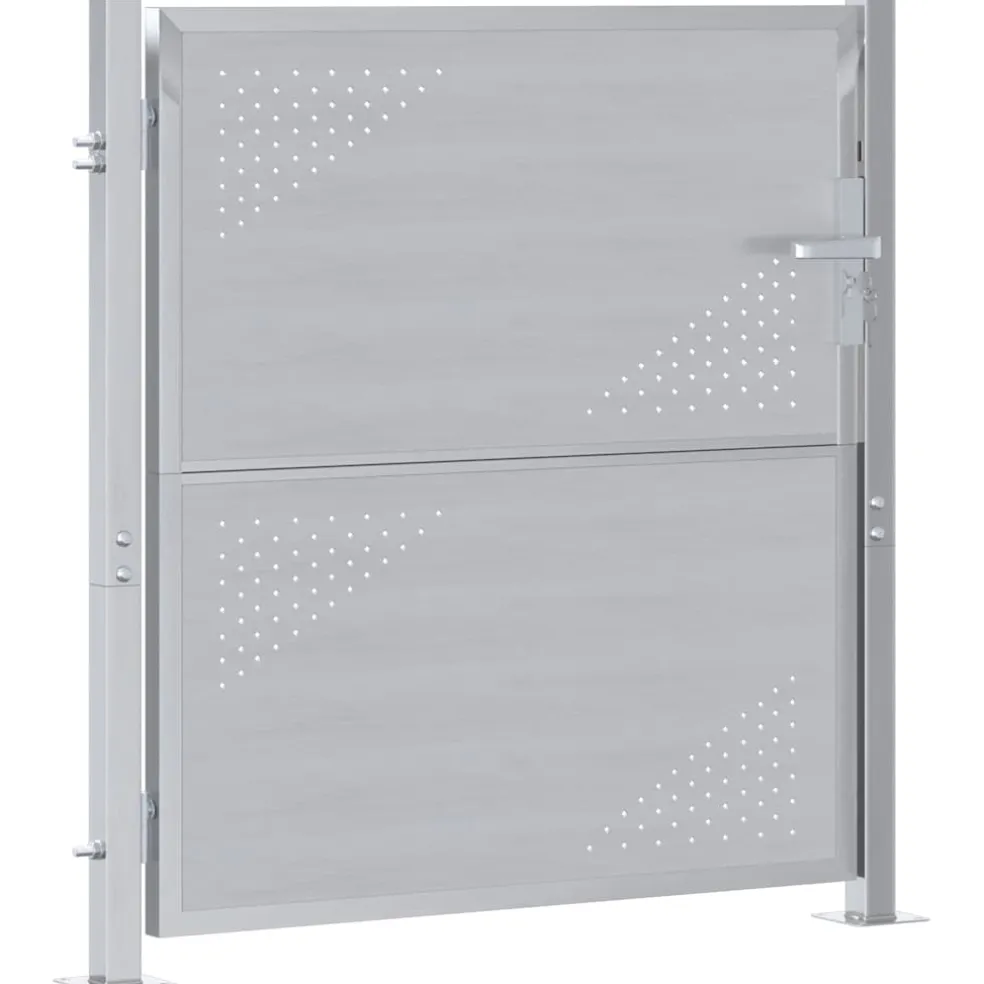 vidaXL Tuinpoort met slot Zilver 85 x 97 cm Roestvrij staal