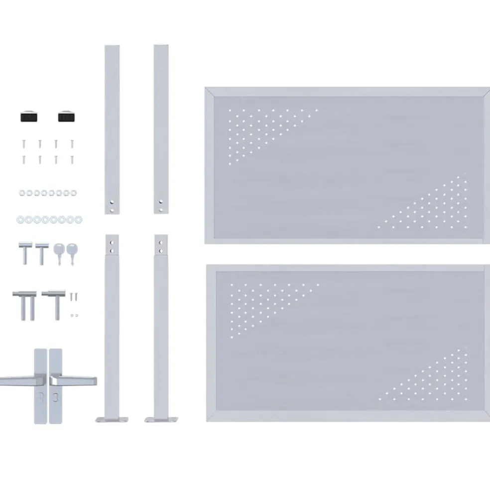 vidaXL Tuinpoort met slot Zilver 85 x 97 cm Roestvrij staal