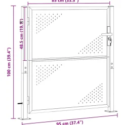 vidaXL Tuinpoort met slot Zilver 85 x 97 cm Roestvrij staal