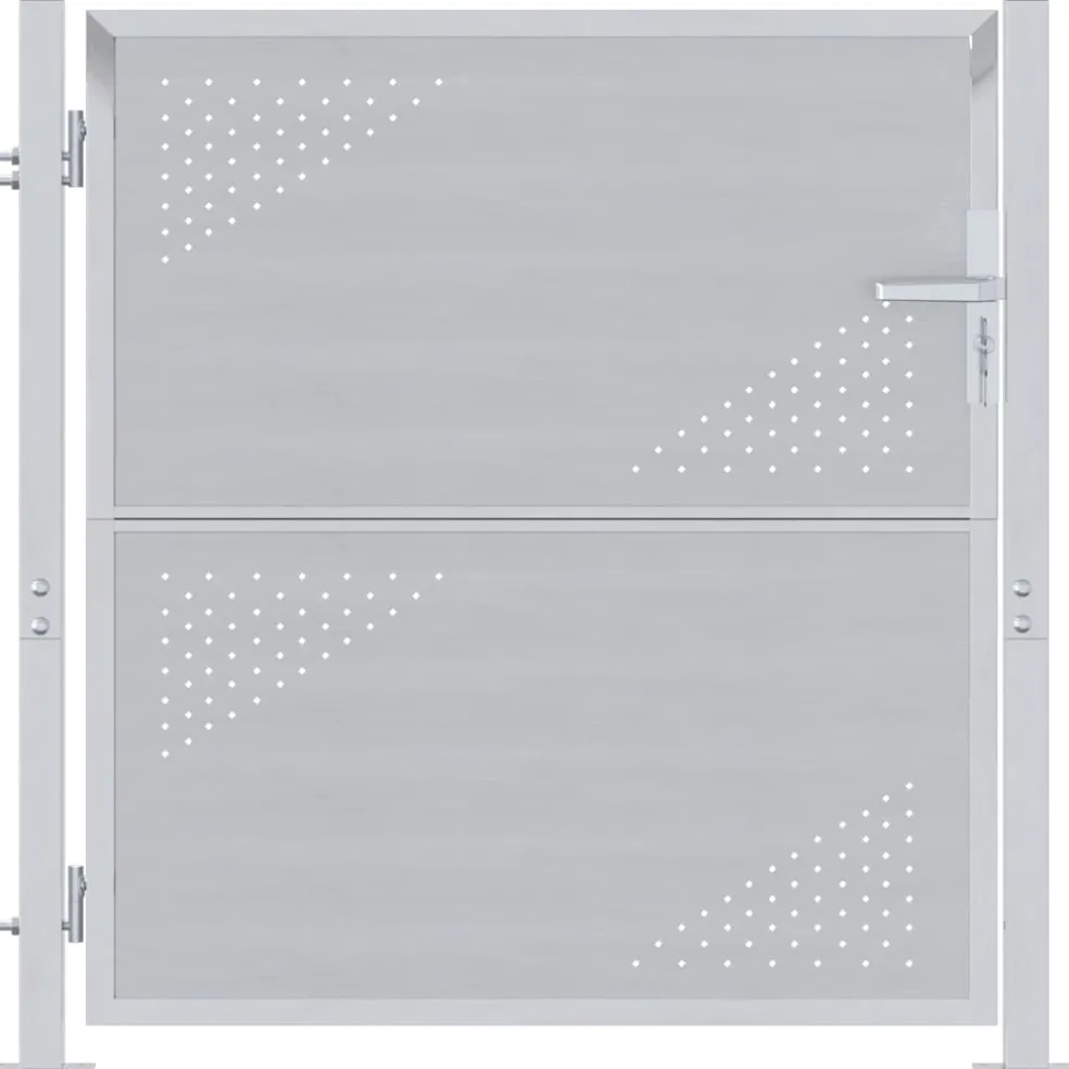 vidaXL Tuinpoort met slot Zilver 85 x 97 cm Roestvrij staal
