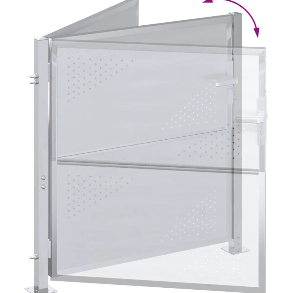 vidaXL Tuinpoort met slot Zilver 85 x 97 cm Roestvrij staal