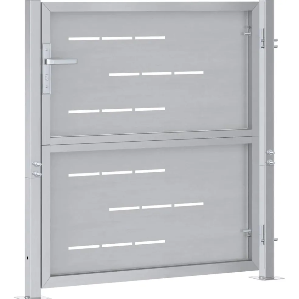 vidaXL Tuinpoort met slot Zilver 85 x 97 cm Roestvrij staal