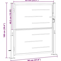 vidaXL Tuinpoort met slot Zilver 85 x 97 cm Roestvrij staal