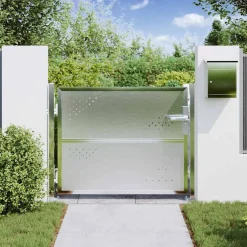 vidaXL Tuinpoort met slot Zilver 85 x 70 cm Roestvrij staal