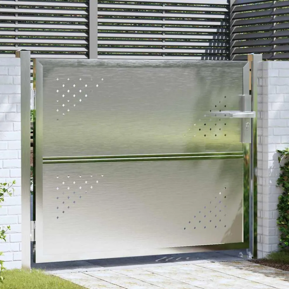vidaXL Tuinpoort met slot Zilver 85 x 70 cm Roestvrij staal