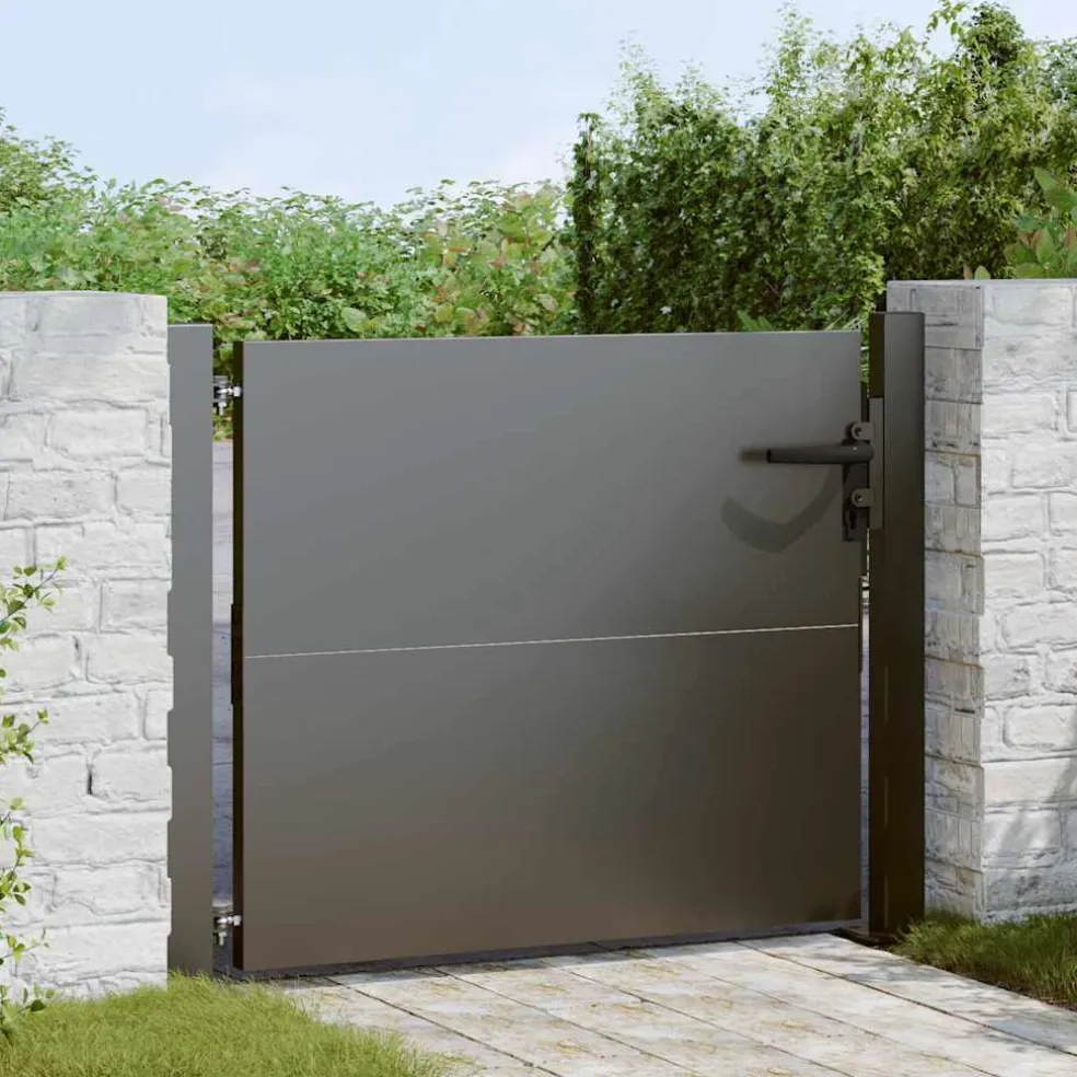 vidaXL Tuinpoort met slot Zwart 110 x 105 cm Gepoedercoat staal