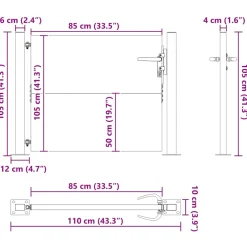 vidaXL Tuinpoort met slot Zwart 110 x 105 cm Gepoedercoat staal