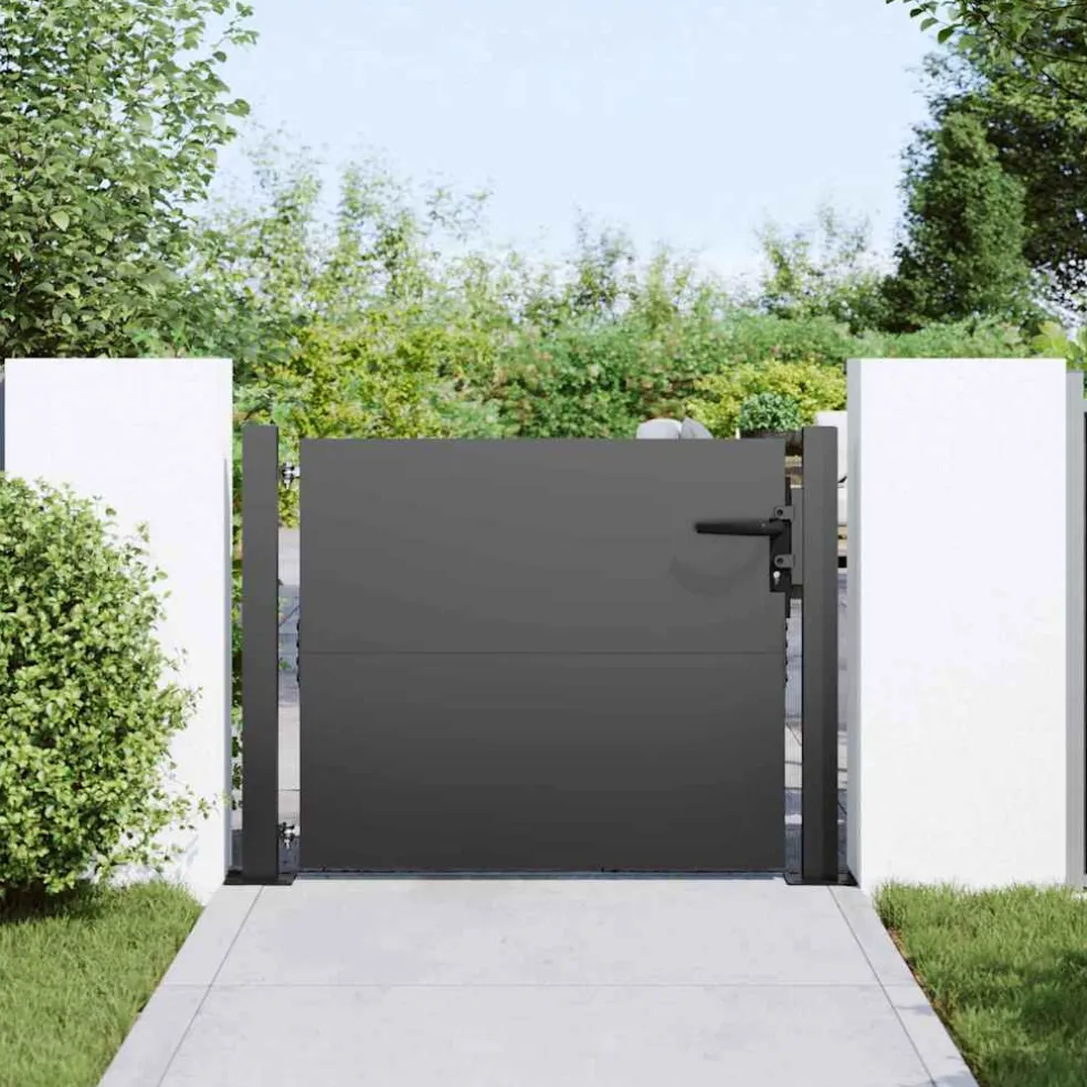 vidaXL Tuinpoort met slot Zwart 110 x 105 cm Gepoedercoat staal