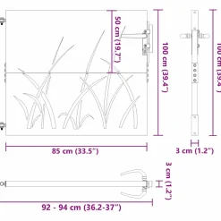 vidaXL Tuinpoort met slot Zwart 85 x 100 cm Poedergecoat staal