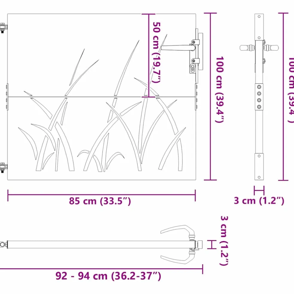 vidaXL Tuinpoort met slot Zwart 85 x 100 cm Poedergecoat staal