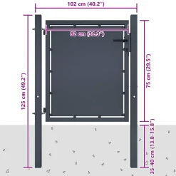 vidaXL Tuinpoort staal 100x75 cm antraciet