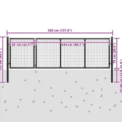 vidaXL Tuinpoort staal 350x75 cm antraciet