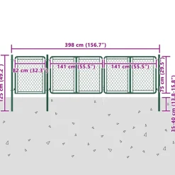 vidaXL Tuinpoort staal 400x75 cm groen