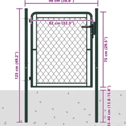 vidaXL Tuinpoort staal 100x75 cm groen