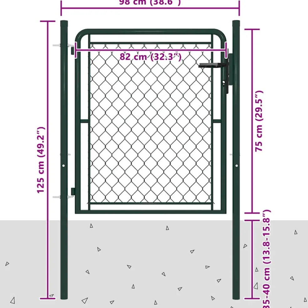 vidaXL Tuinpoort staal 100x75 cm groen