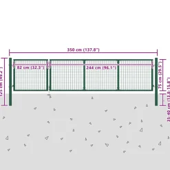 vidaXL Tuinpoort staal 350x75 cm groen