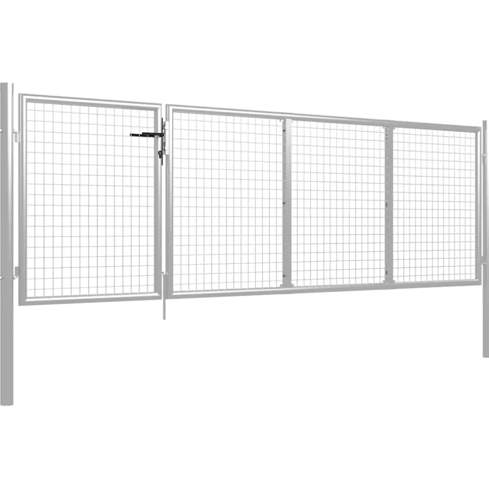 vidaXL Tuinpoort staal 350x75 cm zilver