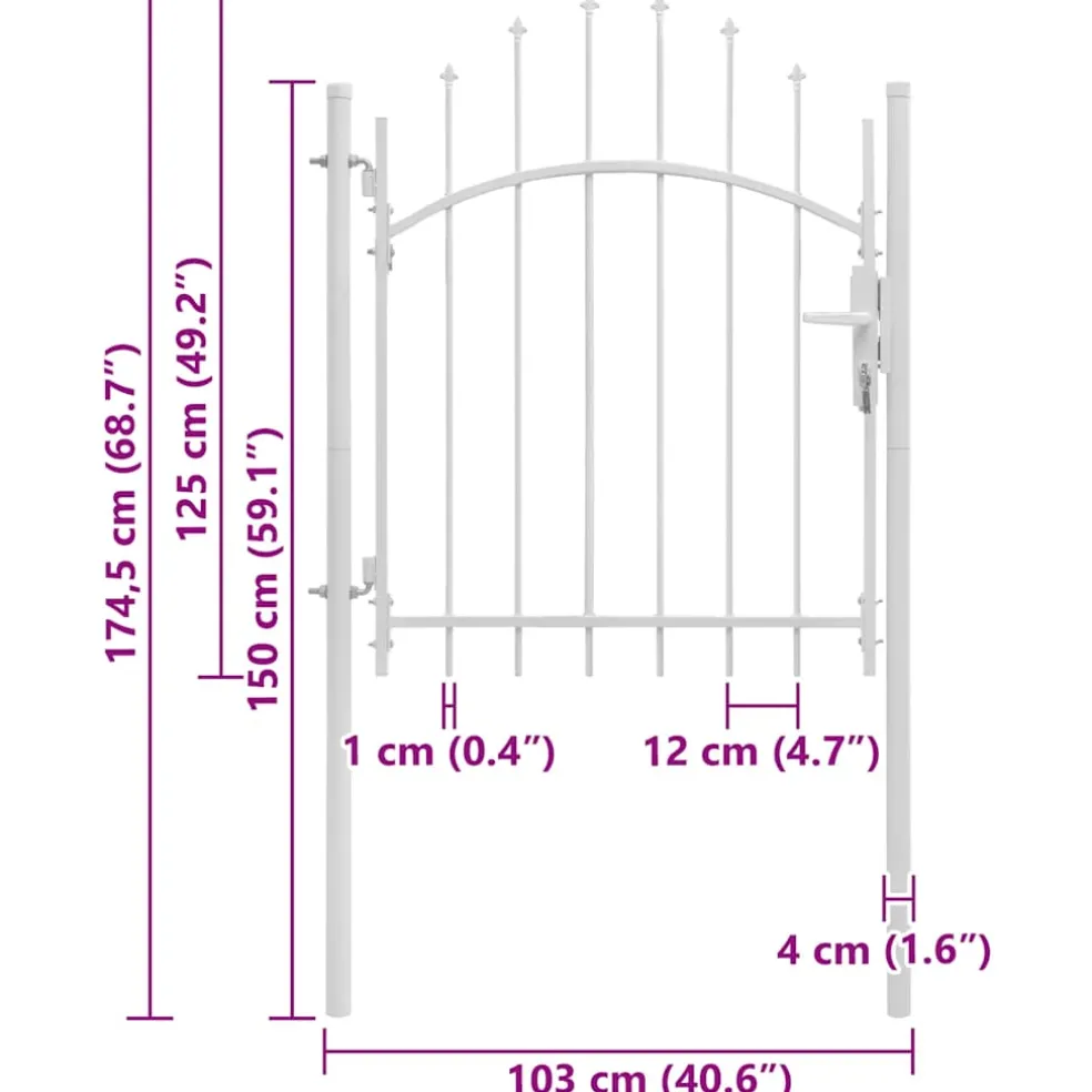 vidaXL Tuinpoort Woerden staal 1x1,25 m wit