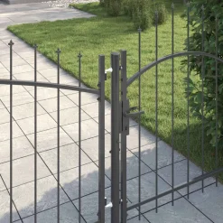 vidaXL Tuinpoort WOERDEN 150 x 400 cm Vergrendelbaar Staal Grijs