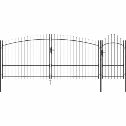 vidaXL Tuinpoort WOERDEN 150 x 400 cm Vergrendelbaar Staal Grijs