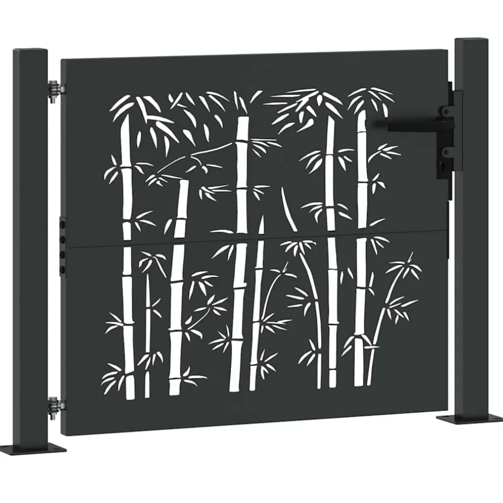 vidaXL Tuinpoort 110 x 105 cm Gepoedercoat staal Zwart Vergrendelbaar