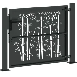 vidaXL Tuinpoort 110 x 105 cm Gepoedercoat staal Zwart Vergrendelbaar