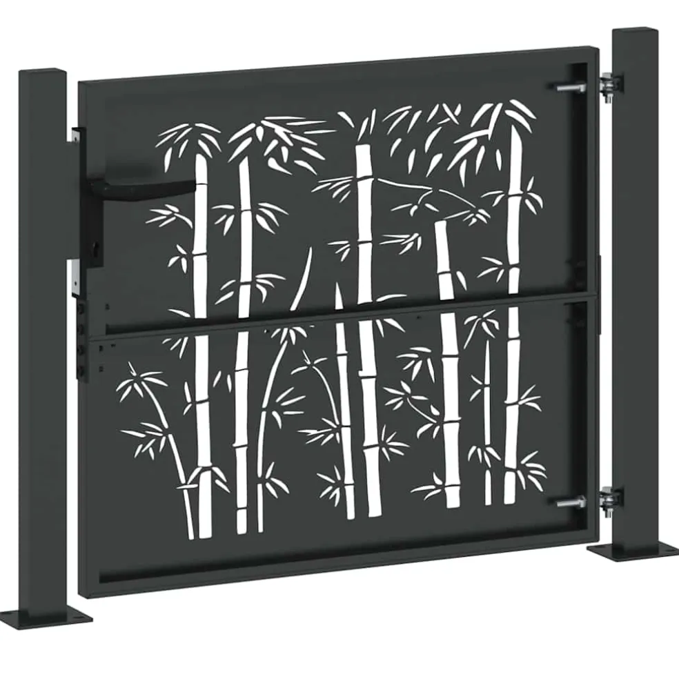 vidaXL Tuinpoort 110 x 105 cm Gepoedercoat staal Zwart Vergrendelbaar