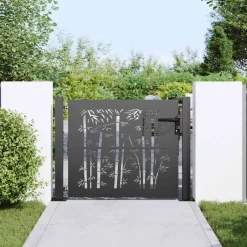 vidaXL Tuinpoort 110 x 105 cm Gepoedercoat staal Zwart Vergrendelbaar
