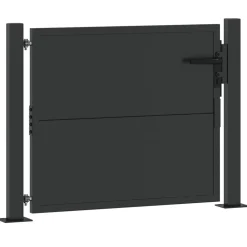 vidaXL Tuinpoort 110 x 105 cm Gepoedercoat staal Zwart Vergrendelbaar