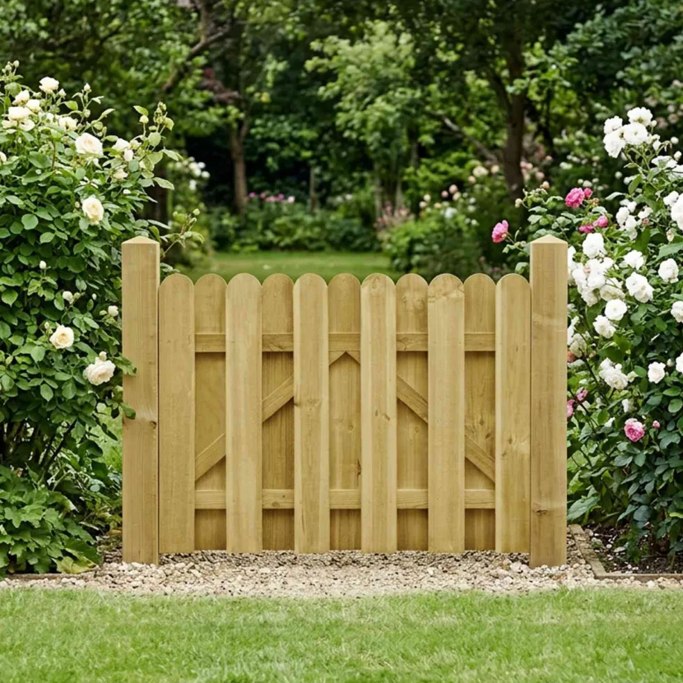 vidaXL Tuinpoort 100 x 75 cm Massief grenenhout Groen
