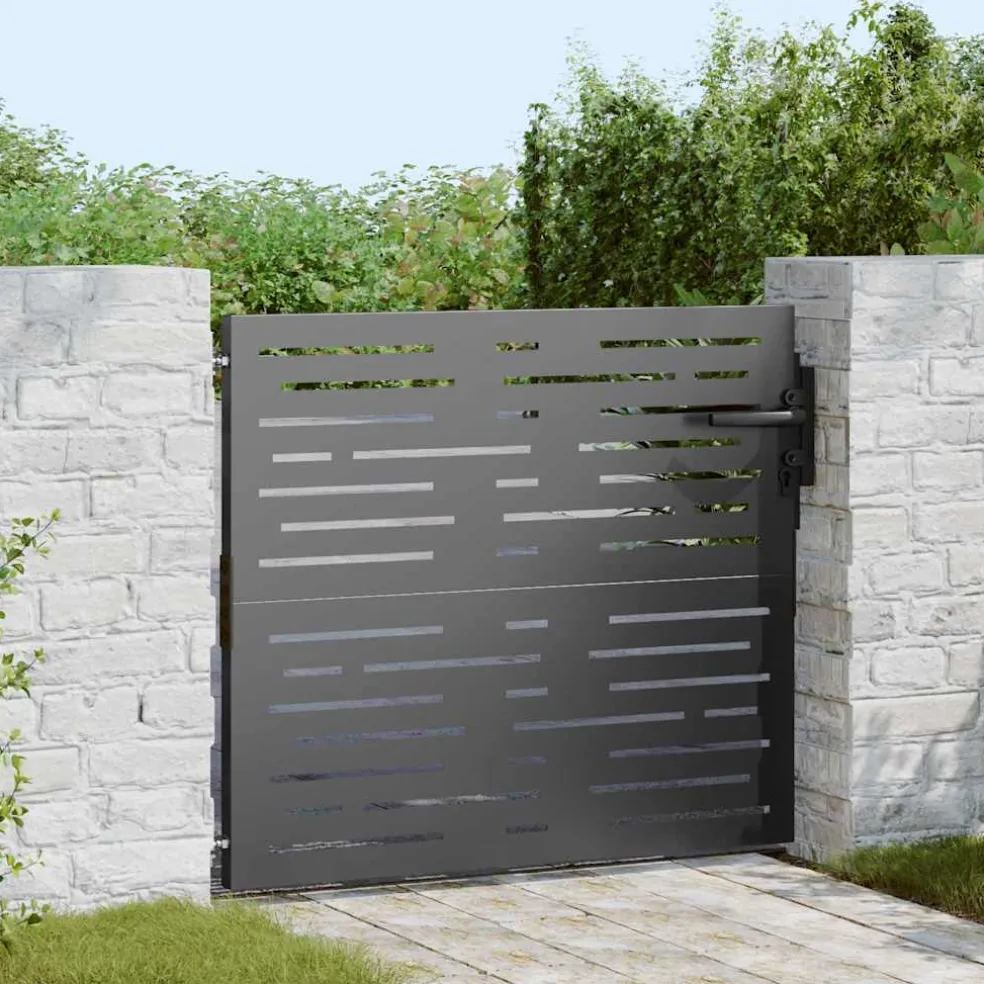 vidaXL Tuinpoort 85 x 100 cm Poedergecoat staal Zwart Vergrendelbaar