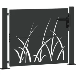 vidaXL Tuinpoort 110 x 105 cm Poedergecoat staal Zwart Vergrendelbaar