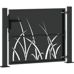vidaXL Tuinpoort 110 x 105 cm Poedergecoat staal Zwart Vergrendelbaar