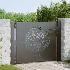 vidaXL Tuinpoort 110 x 105 cm Poedergecoat staal Zwart Vergrendelbaar