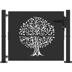 vidaXL Tuinpoort 110 x 105 cm Poedergecoat staal Zwart Vergrendelbaar