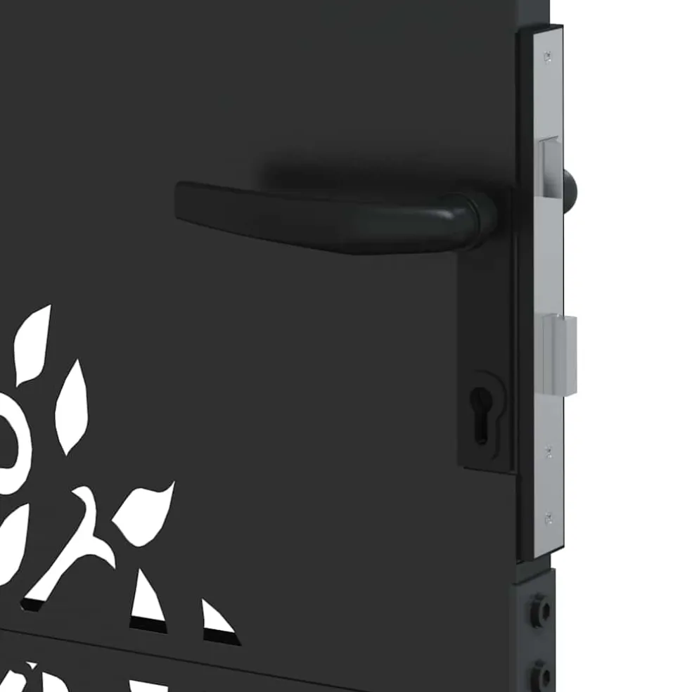 vidaXL Tuinpoort 110 x 105 cm Poedergecoat staal Zwart Vergrendelbaar