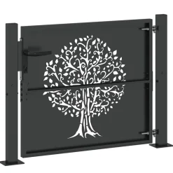 vidaXL Tuinpoort 110 x 105 cm Poedergecoat staal Zwart Vergrendelbaar