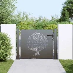 vidaXL Tuinpoort 110 x 105 cm Poedergecoat staal Zwart Vergrendelbaar
