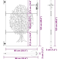 vidaXL Tuinpoort 85 x 125 cm Poedergecoat staal Zwart Vergrendelbaar