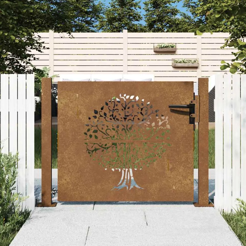 vidaXL Tuinpoort 100 x 75 cm Poedergecoat staal Zwart Vergrendelbaar